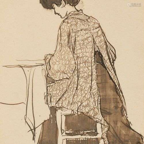 CHEVTCHENKO ALEXANDRE (1882-1948) Femme du dos Dessin à l’en...
