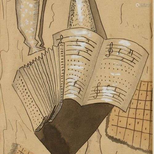 FERAT SERGE (1881-1958) Composition avec une guitare Encre, ...