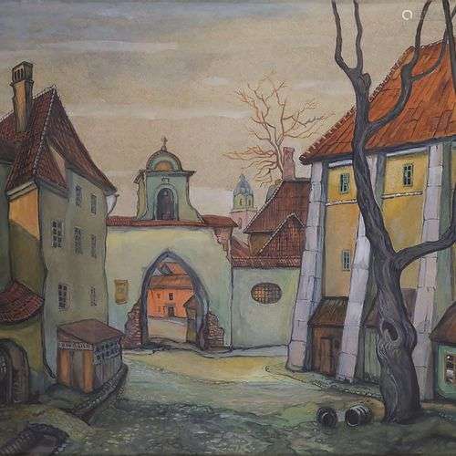 DOBUZINSKIJ MSTISLAV (1875-1957) Vue de Vilnius, 1900 Aquare...