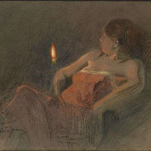 PASTERNAK Leonid (1862-1945) Femme avec une bougie Pastel su...