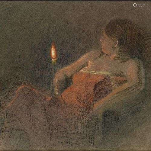 PASTERNAK Leonid (1862-1945) Femme avec une bougie Pastel su...