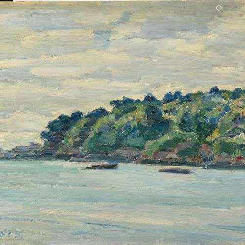 PORTNOFF MICHEL (1885-1978) Dinard Huile sur carton Signé en...