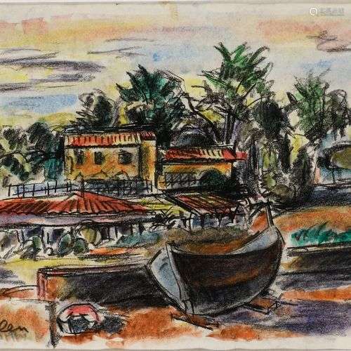 ADLEN MICHEL (1898-1980) Juan les pins Crayons, aquarelles s...