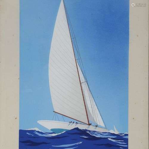 FOULLIE georges (1909-1994), voilier, pochoir, sbd, 28X23
