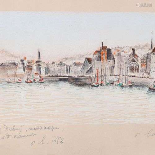 HAMBOURG A. (1909-1999), le bassin de Honfleur, lithographie...