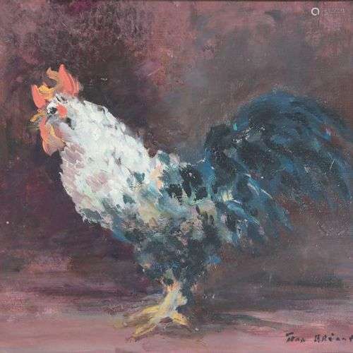 BRIANT Jean, le coq, huile sur toile, sbd, 40X30