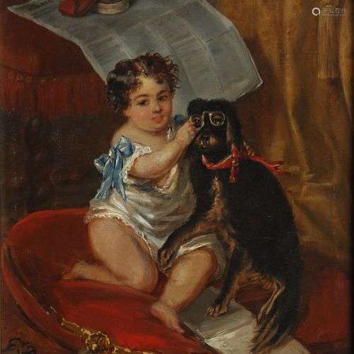 DAUDIN H. C. (1890-1907), enfant et portrait de chien 