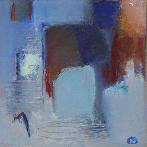 Ecole Danoise, composition en bleus et rouge, huile sur toil...