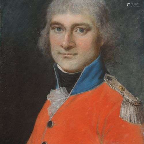 Ecole Française du XIX ème s., portrait d’officier, pastel s...