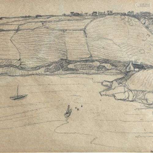 LEONARD M. (1899-1971) la baie en bretagne, crayon, sbd, 195...