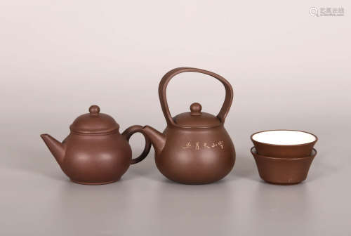 紫泥茶壺 連杯 1組4件