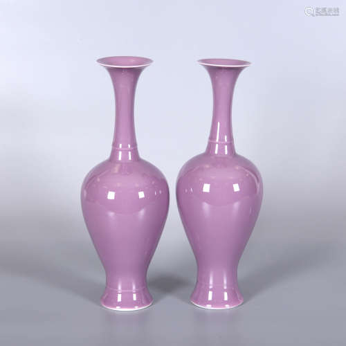 紫釉花瓶 1對