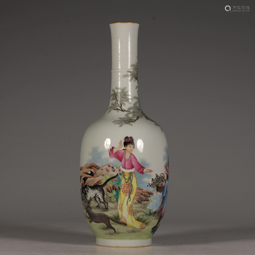 A famille rose figure bottle, with Qianlong mark, H