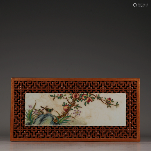 A Famille rose flower and fruit tea tray, with Qianlong