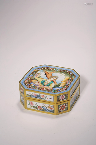 A Chinese Canton enamel box and cover, finely