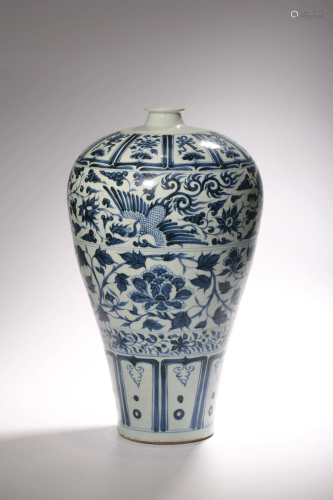 A blue and white lotus meiping vase, - Top Dia 45 cm -