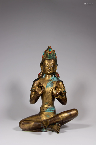 A gilt brozne figure of Maitreya Bodhisattva, Pala