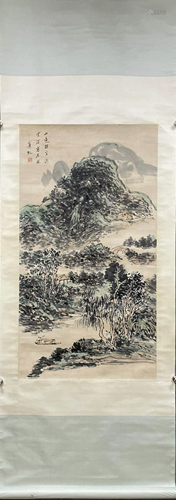 A Chinese scroll, Huang Binhong Landscape, ink on