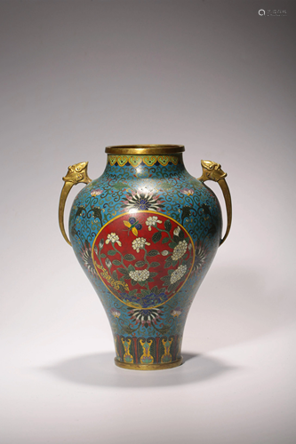 A Chinese cloisonne bronze Meiping vase, paired with