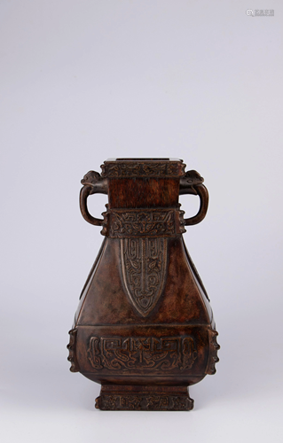 A Chinese agarwood or 'chenxiangmu' Hu vase, of hu-form