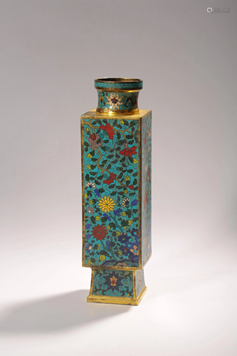 A Chinese cloisonne enamelled cong vase, Width 7,5 cm