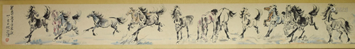 A Chinese scroll, Xu Beihong's Hundred Horses