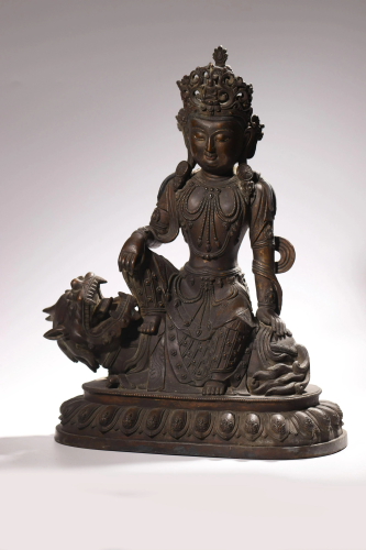 A bronze Guanyin, L 44 cm - Width 12 cm