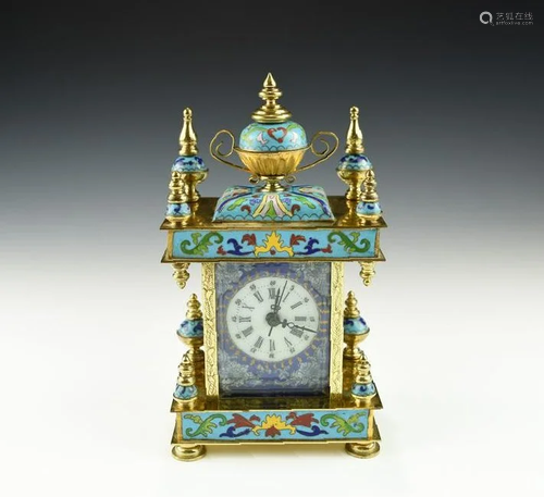 A VINTAGE EXPORT CHINESE CLOISONNÉ CLOCK