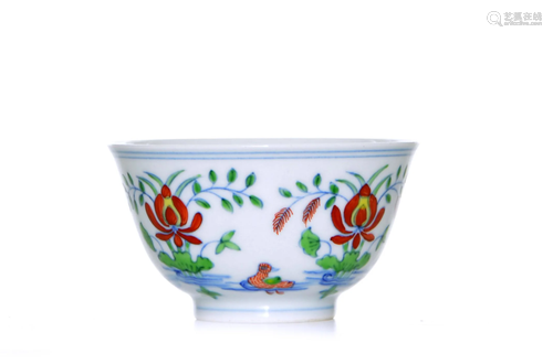 A CHINESE DOUCAI PORCELAIN CUP