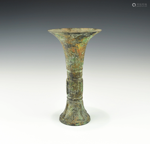 A BRONZE GU VASE