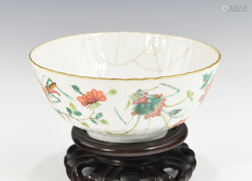 A CHINESE FAMILLE ROSE FLUTED BOWL