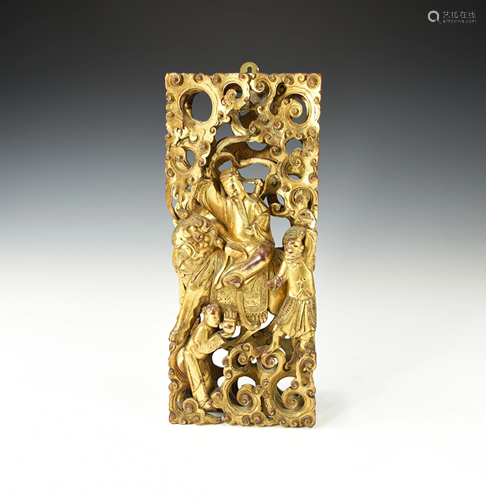 A CHINESE GILT WOODEN CARVED BOARD