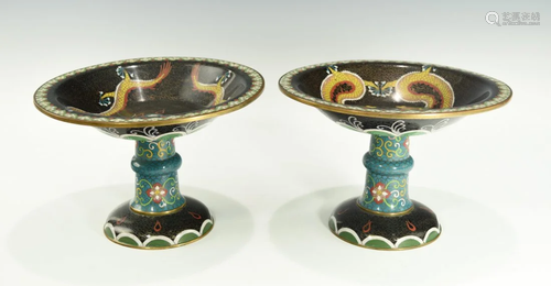 A PAIR OF CHINESE CLOISONNÉ PESDAL SHALLOW BOWL