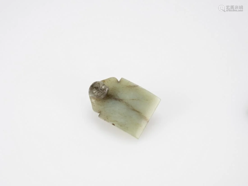 Ming-A Celadon White Jade ‘Dragon Head’ Beltbuckle