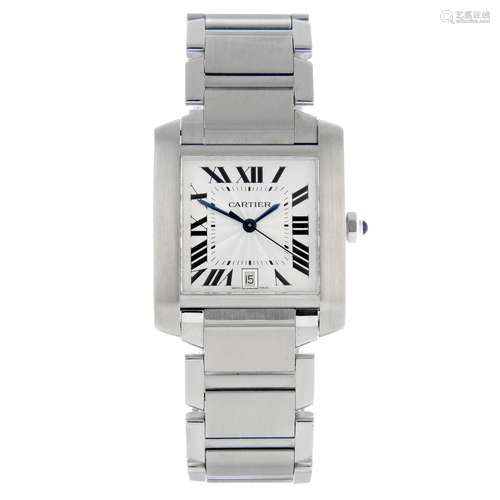 CARTIER - a Tank Francaise bracelet watch.