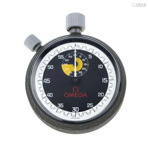 An open face stopwatch by Omega used by Mr Jack Taylor,
