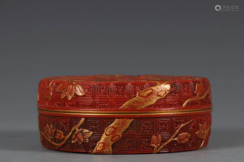 AN IMITATION RED LACQUER GLAZED TRINKET BOX