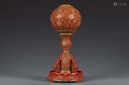 AN IMITATION RED LACQUER GLAZED HAT STAND