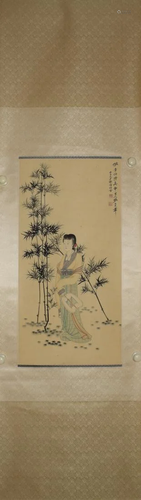 PAINTING OF A LADY AND BAMBOOS, CHANG DAI-CHIEN