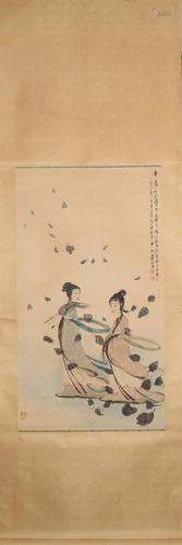 CHINESE PAINTING OF TWO LADIES, FU BAOSHI