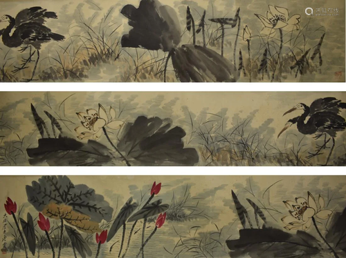 HANDSCROLL PAINTING OF LOTUS AND BIRDS, TANG YUN