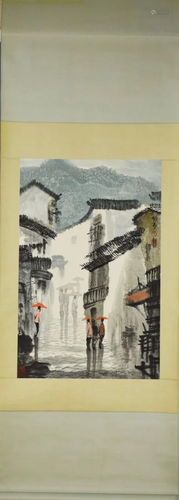 A CHINESE PAINTING OF 'RAINING SCENE' , XU XI