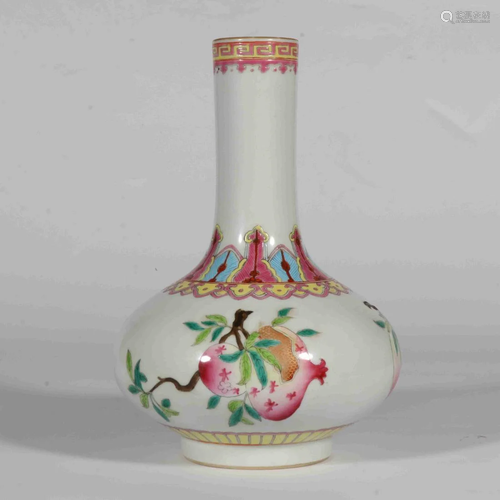 A FAMILLE ROSE WATER-CHESTNUT PORCELAIN VASE