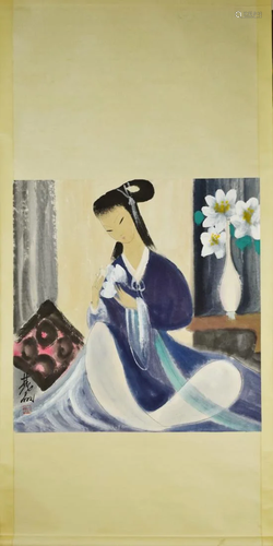 CHINESE PAINTING OF A LADY, LIN FENGMIAN