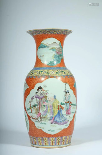 A FAMILLE ROSE OPEN FACE 'NARRATIVES' VASE