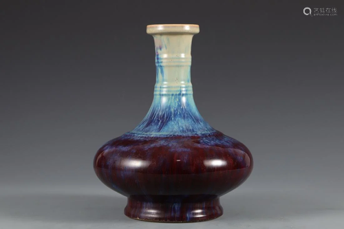 A FAMBE GLAZED WATER-CHESTNUT VASE