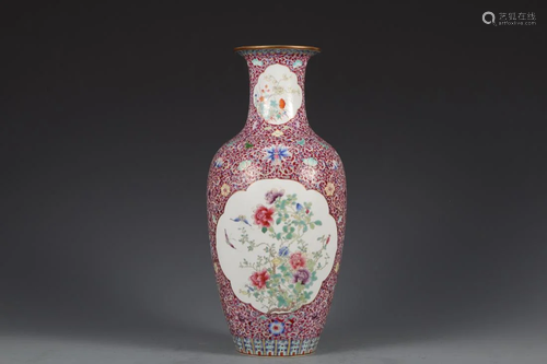 A FAMILLE ROSE OPEN FACE PORCELAIN VASE