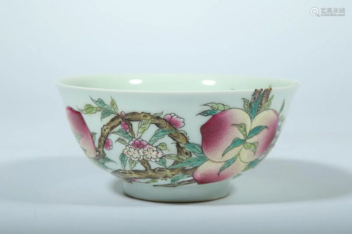 A FAMILLE ROSE 'LONGEVITY PEACH' PORCELAIN BOWL