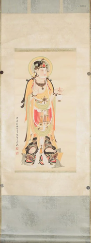 A CHINESE PAINTING OF BODHISATTVA, SUN YUNSHENG