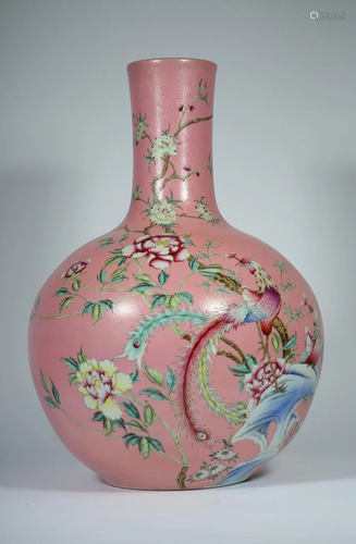 A ROUGE RED FAMILLE ROSE CELESTIAL VASE